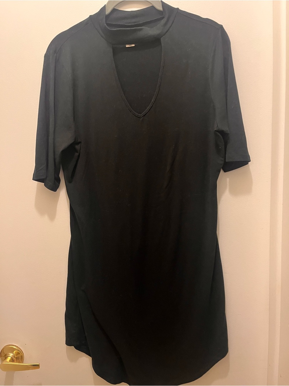 Adam Levine Collection Black Short Sleeve Dress with Cutout Neck